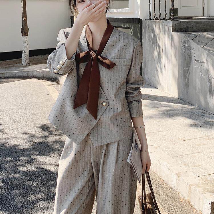 小香风波点西装套装女春秋2025新款轻熟风御姐韩系两件套流行,女装套装/套裙,浙宝287