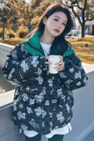 冬季新款印花拼色中长款面包服287-F2260-P150-K228，女装棉衣/棉服，浙宝287