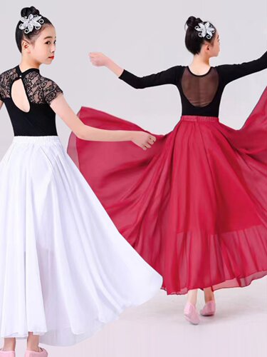 抖音小豆苗同款舞蹈大摆裙女童灯火里的中国古典现代舞万疆演出服