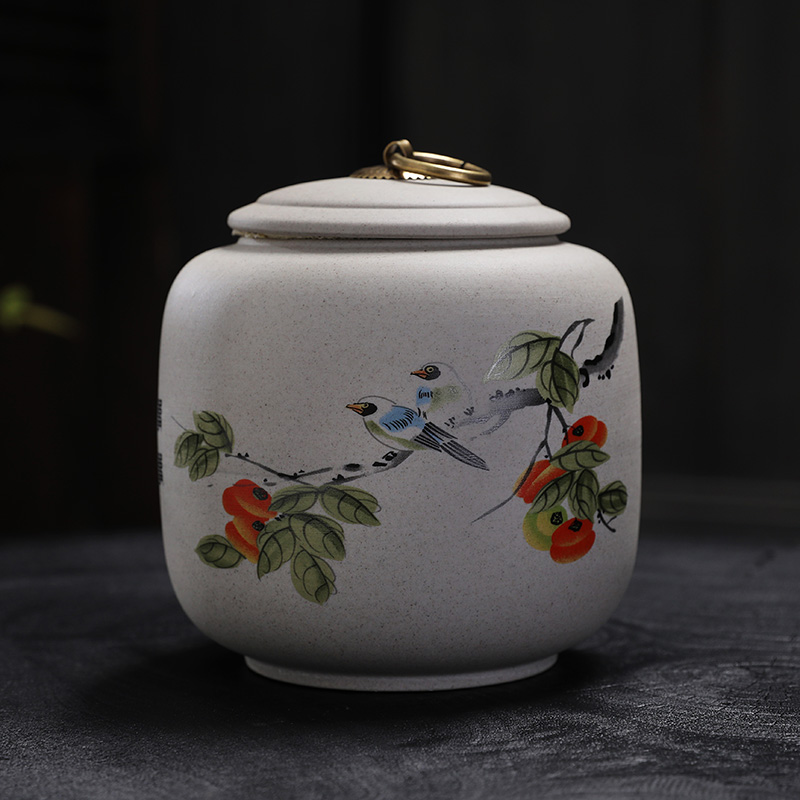粗陶茶叶罐陶瓷中号存茶