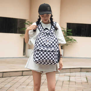 dickies 双肩背包男女同款书包黑白棋盘格时尚潮流电脑大背包学生