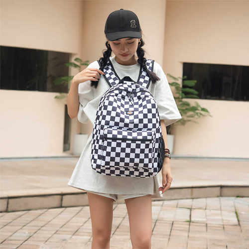 dickies 双肩背包男女同款书包黑白棋盘格时尚潮流电脑大背包学生