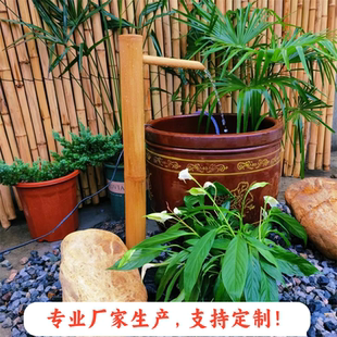 竹子流水器惊鹿日式碳化流水摆件鱼缸水槽增氧水循环造景景观园林