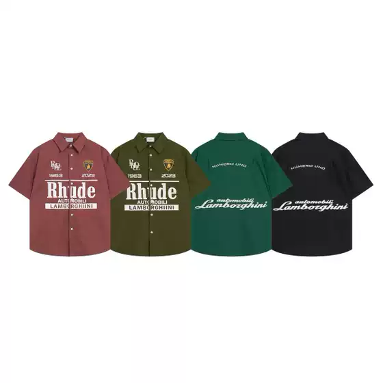 RHUDE Summer New Arrival Letter Print Cuban Collar Short Sleeve Shirt for Men and Women Casual Streetwear