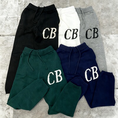 小众简约字母提花宽松毛线针织裤