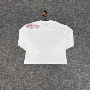 derschutze blossom新款欧美刺绣樱花华夫格男女休闲长袖