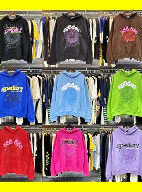 Sp5der欧美嘻哈歌手同款发泡字母555555印花男女情侣卫衣连帽衫潮