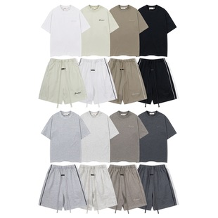 复线ESSENTIALS刺绣字母logo高街潮流短袖T恤休闲短裤FOG套装