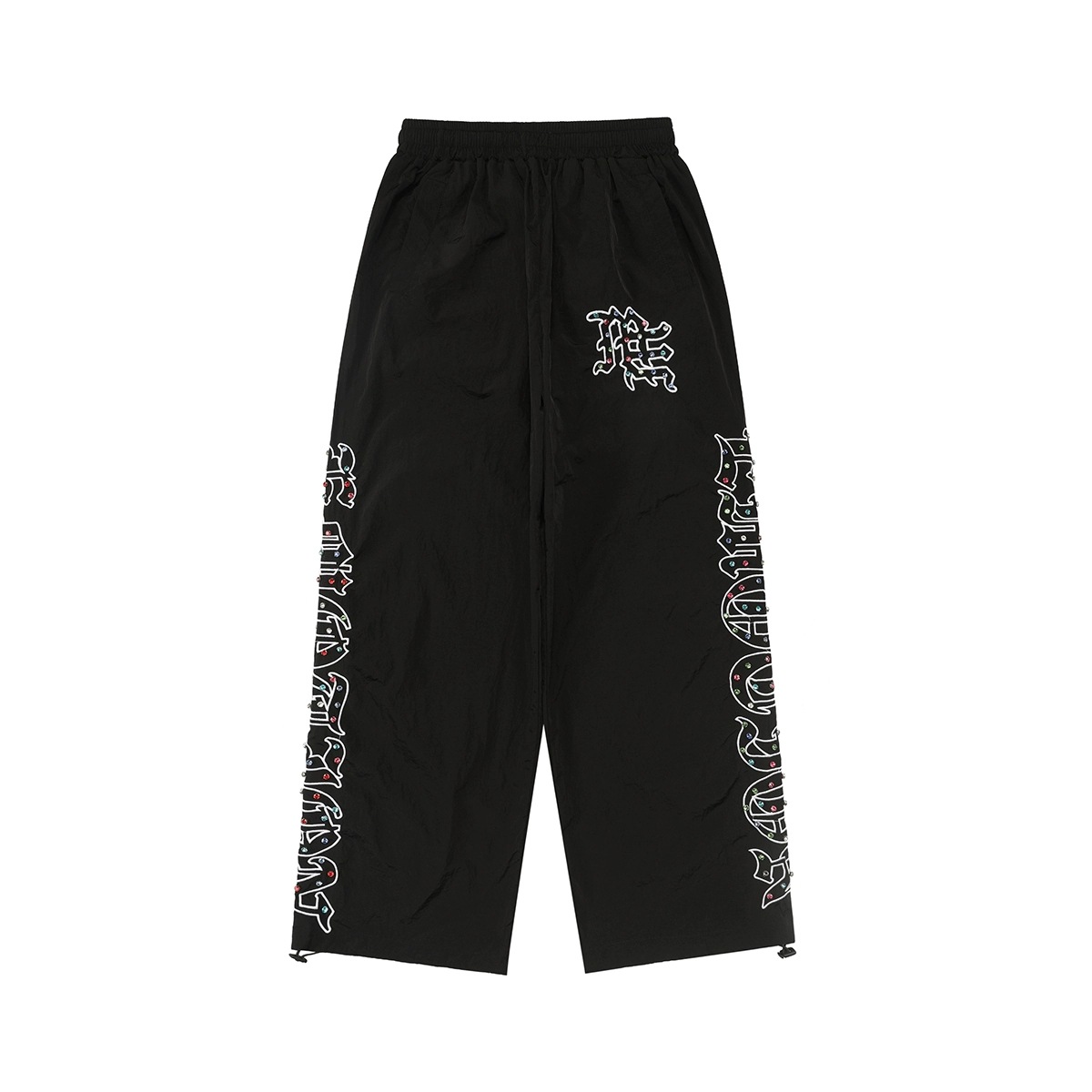 MIXED EMOTION新款秋冬嘻哈刺绣字母休闲裤烫钻宽松直筒长裤休闲
