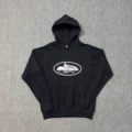 910 Black Printed White Hooded Sweatshirt