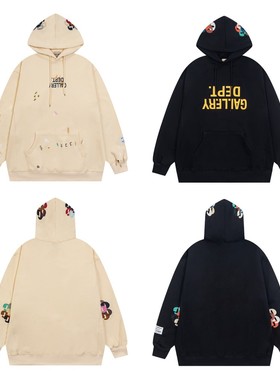 Gallery Dept新款刺绣字logo美潮高街男女宽松休闲潮流连帽卫衣