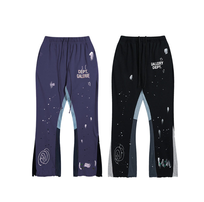 GALLERY DEPT新款潮流泼墨拼接休闲裤直筒修身长裤男女毛圈卫裤潮