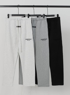 FOG第八季复线 ESSENTIALS高街休闲直筒宽松植绒印花抽绳长裤卫裤