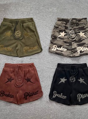 Broken Planet美潮五角星字母绣花短裤男女潮流宽松休闲短裤