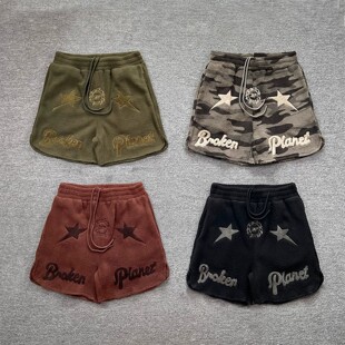 Broken Planet美潮五角星字母绣花短裤男女潮流宽松休闲短裤