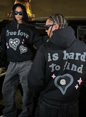 broken planet美式高街复古发泡字母加绒欧美帽衫秋冬连帽卫衣