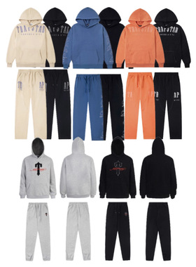 跨境美式高街trapstar刺绣卫衣HOODIE男士情侣宽松连帽衫女潮