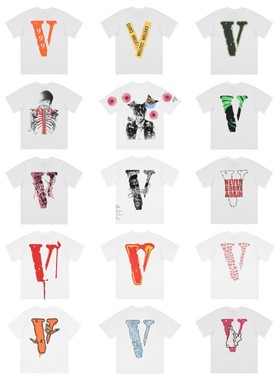 Vlone 樱花粉色短袖纽约限定fog高街大V半袖男女情侣T恤男