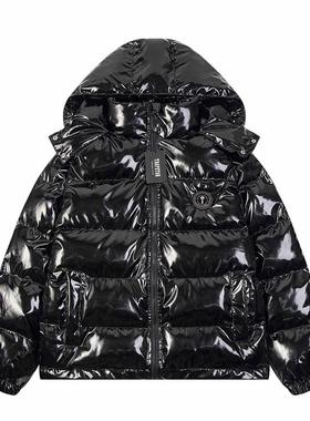 Trapstar秋冬高街新款亮面PU皮衣加厚羽绒棉服连帽外套男女棉衣潮