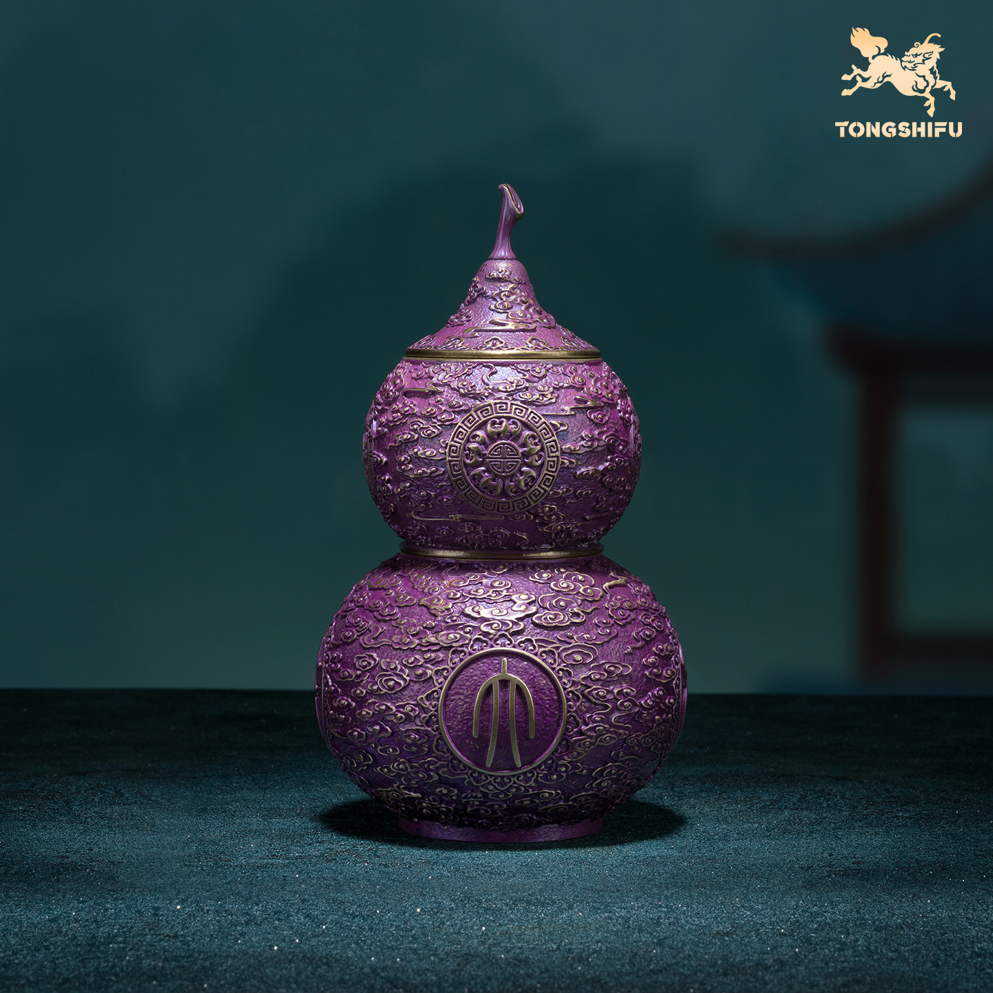 铜师傅《紫气东来双层茶叶罐》客厅桌面茶叶罐铜摆件 家居工艺品,家居饰品,桌面摆件,淘宝优惠券,粉丝福利购,淘宝优惠卷