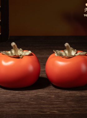 铜师傅《事事如意》客厅桌面铜柿子摆件 家居装饰工艺品 元旦礼物