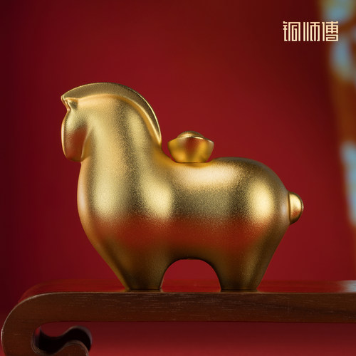 铜师傅《马上有钱》马摆件