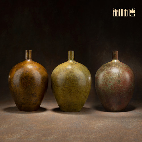 铜师傅铜器之九寸兰型花瓶工艺品