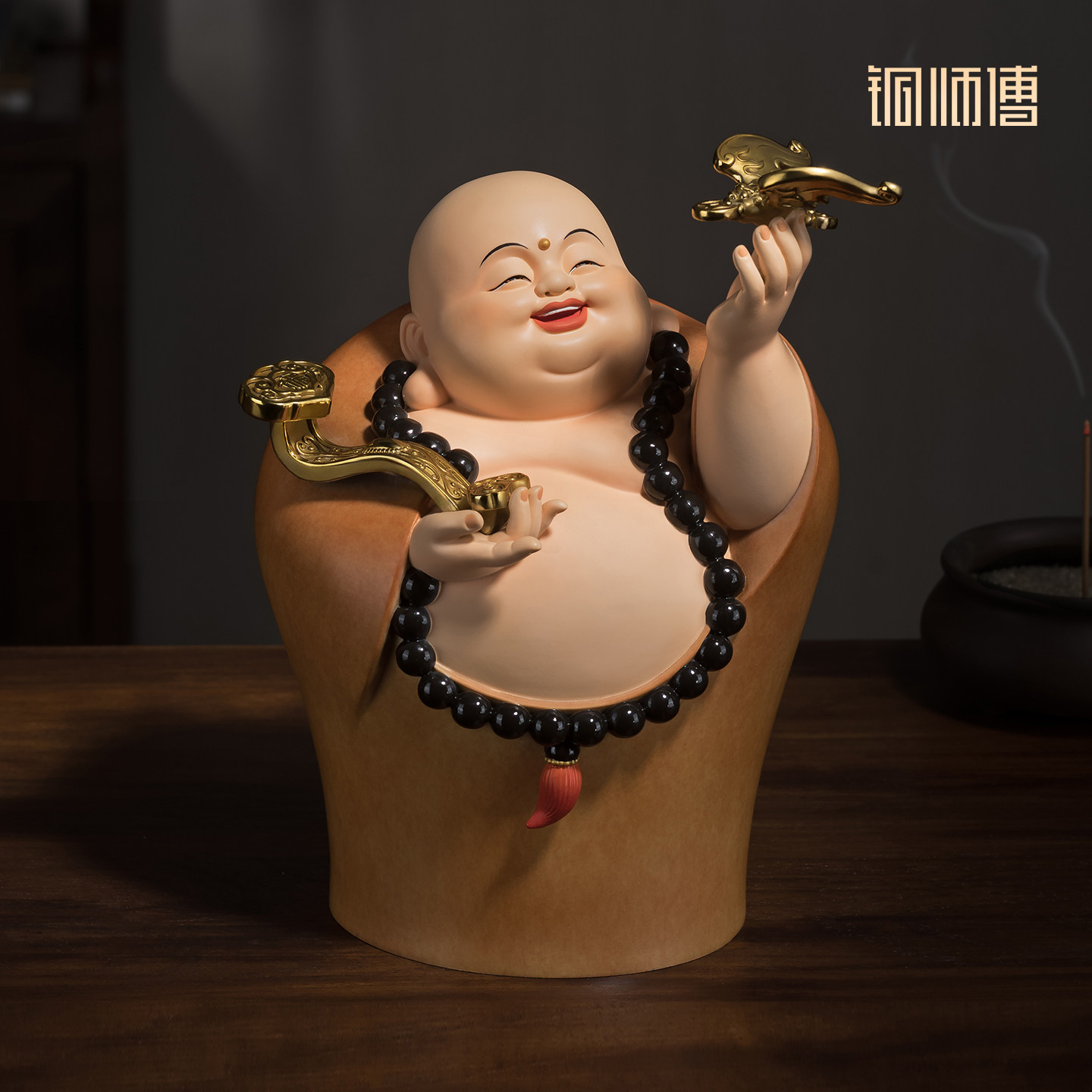 铜师傅福在眼前弥勒佛摆件开业礼