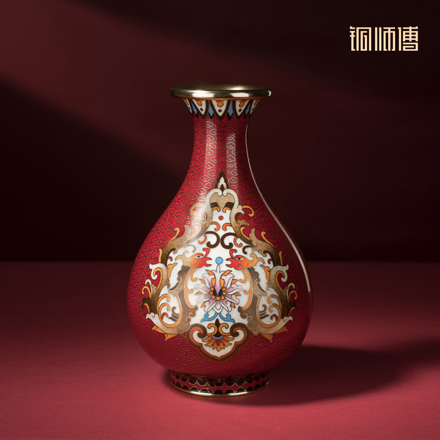 铜师傅《玉壶春(景泰蓝)》客厅紫铜花瓶摆件 家居装饰工艺礼品