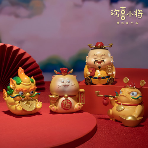 铜师傅欢喜小将《财富小分队》潮玩艺术品 貔貅金蟾 国潮手办摆件