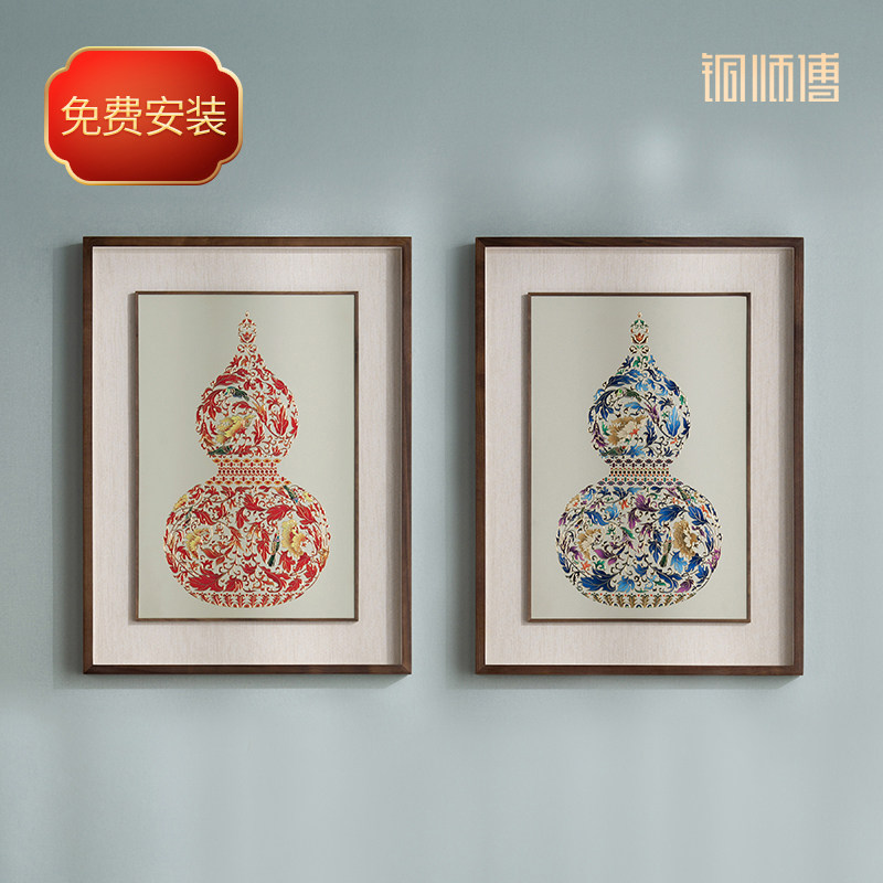 铜师傅 手工錾刻铜雕画《福禄临门》入户玄关沙发背景墙装饰挂画