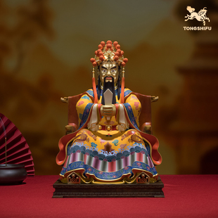 桌面全黄铜泥金财神 客厅 家居纯手绘菩萨摆件 龙五爷 铜师傅