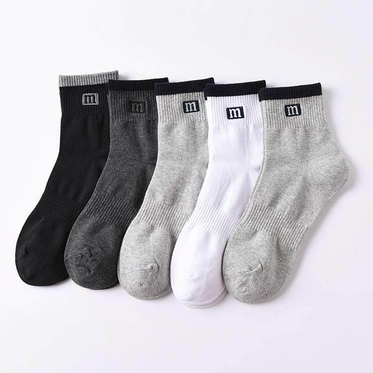 春夏薄棉男袜子四季袜精梳棉纯棉中高筒休闲运动袜吸汗全棉袜