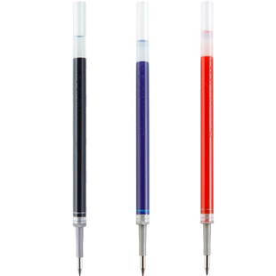 齐心按压式替芯黑05mm黑色笔芯按动替换芯k35自动中性笔笔芯0点5红色蓝色子弹头0.5水性签字笔水笔芯蓝速干