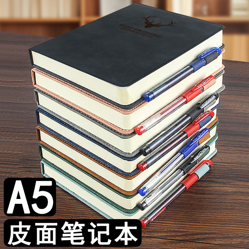 超厚皮面笔记本子软皮a5记事本图片