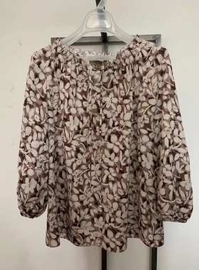 天轩商场同款2025秋上新女长袖印花衬衫雪纺上衣优美百搭TJCG010