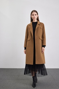 大气THDE244 大衣全绵羊毛驼色时尚 天轩商场同款 2023女秋冬新款
