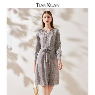 连衣裙高级感雅致小V领设计TIQD198 长袖 天轩商场同款 2024春秋新款
