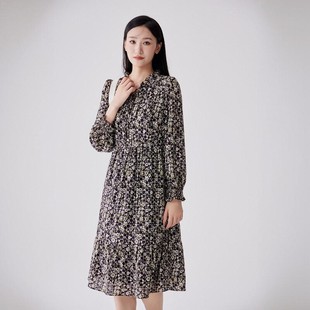 小碎花休闲甜美THQD181 连衣裙时尚 天轩商场同款 2024春秋新女长袖