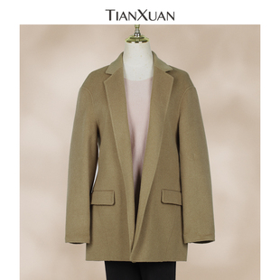 天轩商场同款秋冬女新羊毛大衣时尚小个子中长款韩版休闲TFDE484