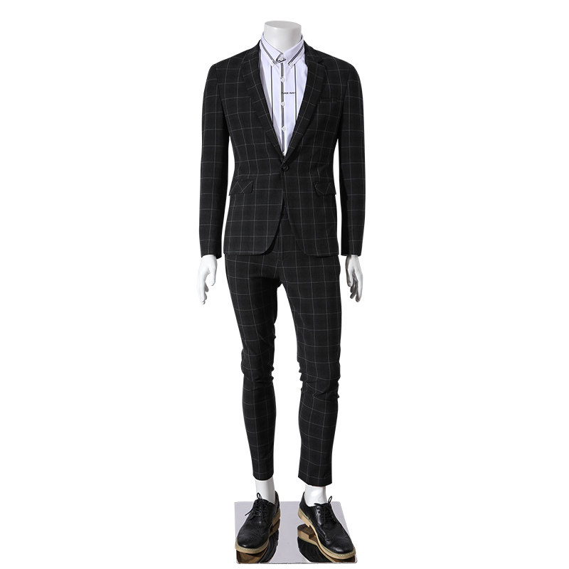 NEW BRITISH MENS FASHION PLAID SUIT TWO PIECE SUIT YOUNG MEN SLIM KOREAN VERSION SMALL SUIT CASUAL JACKET