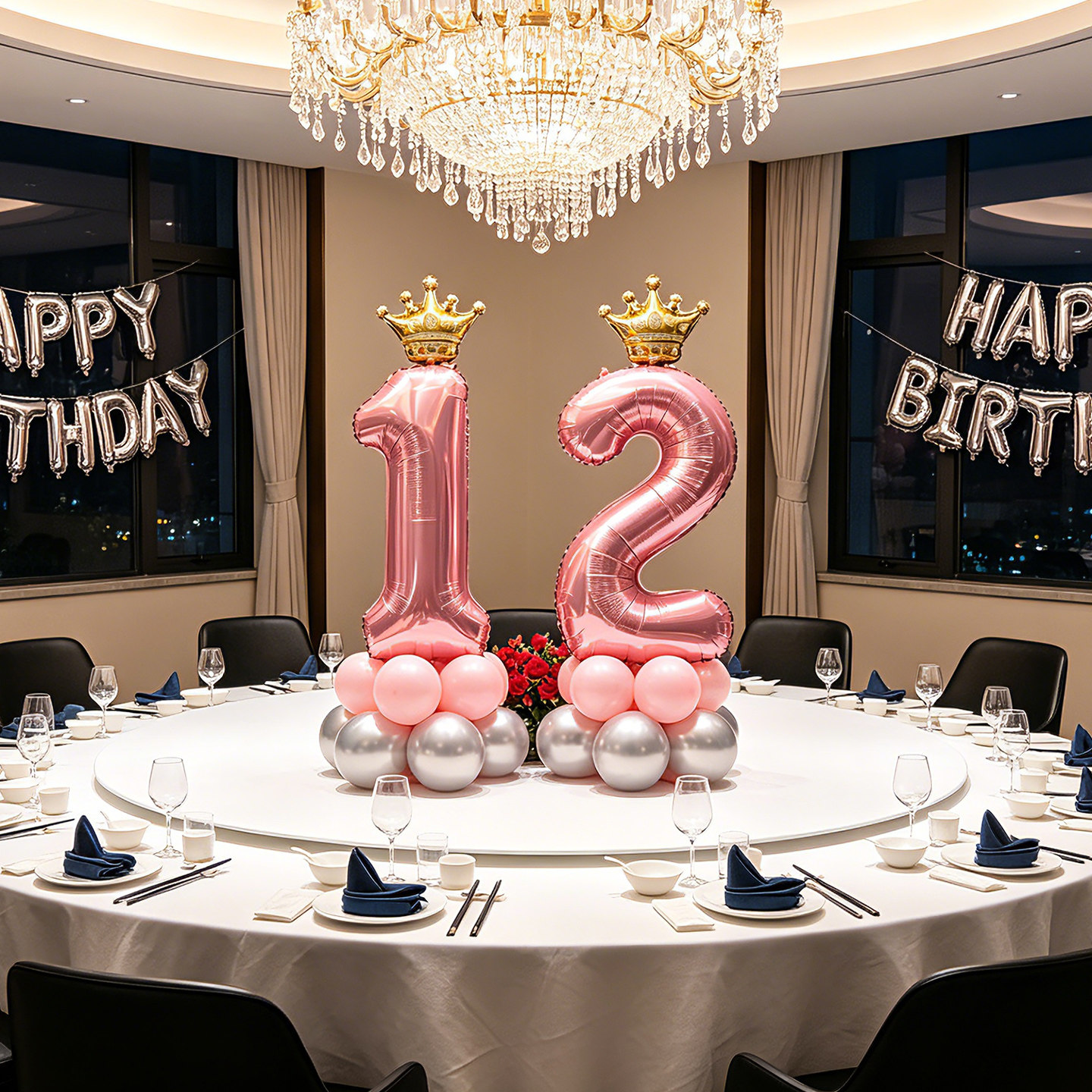 12岁男女孩生日装饰场景布置气球图片