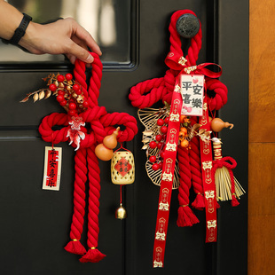 过新年装饰万字结挂件2026马年春节氛围布置入户门把手发财果挂饰