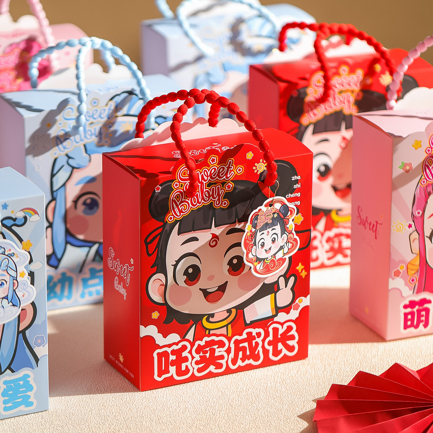 哪吒儿童手提袋幼儿生日伴手礼盒