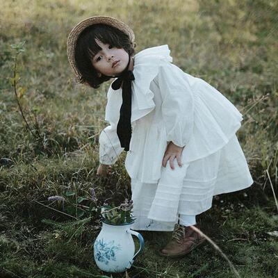 双层领亚麻裙套装thetree树日系