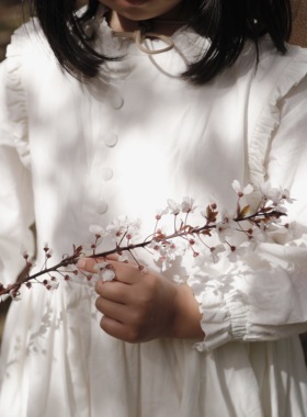 the tree 树 文艺女童秋复古优雅黑色长裙背心裙花边领圆领大摆裙