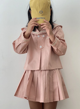 the tree 树 日系亲子套装可爱水手服长袖上衣+百褶短裙秋季新款