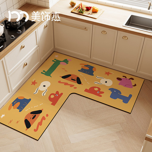 L形拐角厨房专用地垫吸水垫吸油