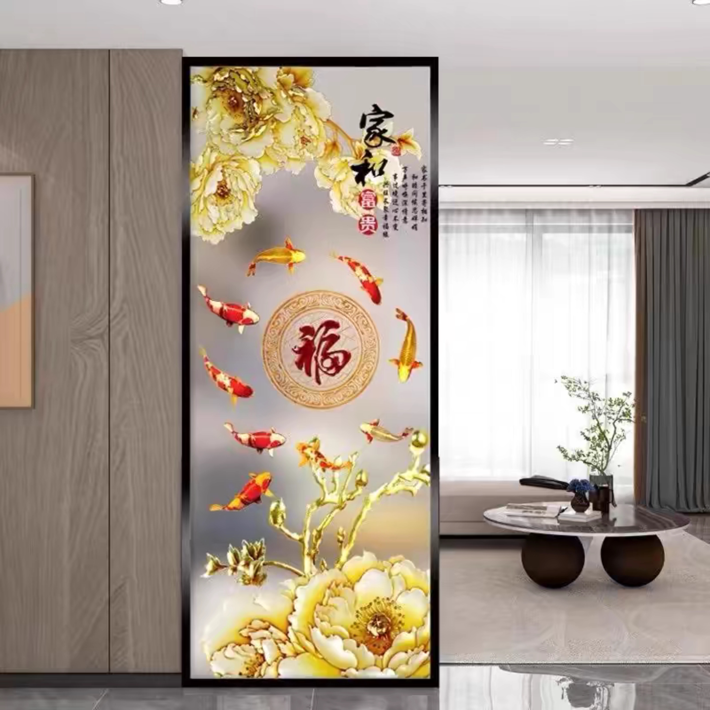 铝合金钢化艺术玻璃隔断客厅卧室简约玄关入户卫生间半墙餐厅屏风