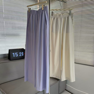 非市场货-深圳南油高端女装紫色休闲裤轻薄长裤宽松垂感直筒裤潮